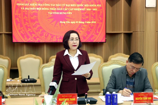NA Vice Chairwoman Nguyen Thi Thanh calls for absolute accuracy in the preparation of voter lists. (Photo: VNA)