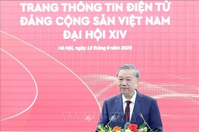 Party General Secretary To Lam speaks at the launch of the website “Communist Party of Vietnam – 14th National Congress” at daihoidangtoanquoc.vn on September 12. (Photo: VNA)