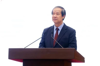 Minister of Education and Training Nguyen Kim Son speaks at a press conference on preparations for the first Congress of the Government’s Party Organisation for the 2025-2030 tenure (Photo: VNA)