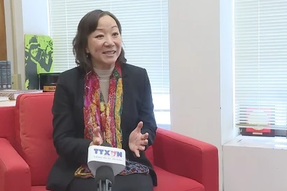 Professor Nguyen Thi Lien Hang, Director of the Weatherhead East Asian Institute at Columbia University in the US, speaks to a Vietnam News Agency correspondent in New York. (Photo: VNA)