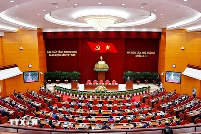 A view of the closing session of Party Central Committee’s 13th meeting in Hanoi on October 8, 2025 (Photo: VNA)