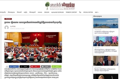 A screenshot of the article published on DAP News of Cambodia on the 14th Party Congress of the Communist Party of Vietnam (Photo: VNA)