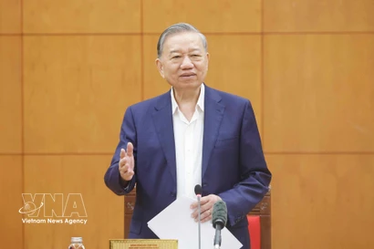 Party General Secretary To Lam speaks at the working session with the Party Central Committee's Commission for Organisation in Hanoi on March 5. (Photo: VNA)
