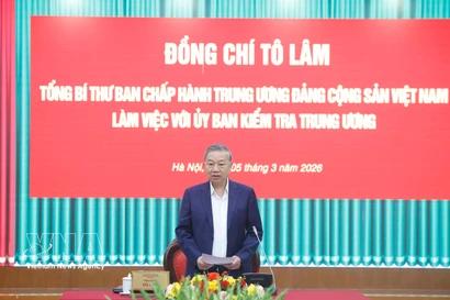Party General Secretary To Lam speaks at the working session with the Party Central Committee’s Inspection Commission on March 5. (Photo: VNA)