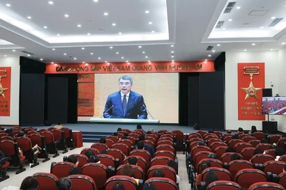 Party members of the Vietnam News Agency attend the event via videoconferencing on February 7. (Photo: VNA)