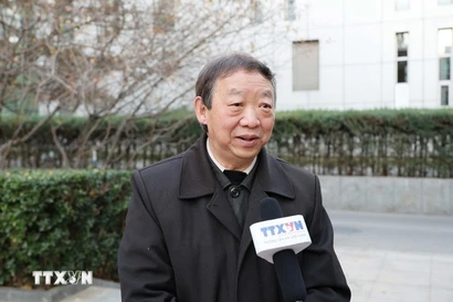 Zhu Chenming, Honorary Director of the institute of South and Southeast Asian studies under China’s Yunnan Academy of Social Sciences, gives an interview to the VNA. (Photo: VNA)