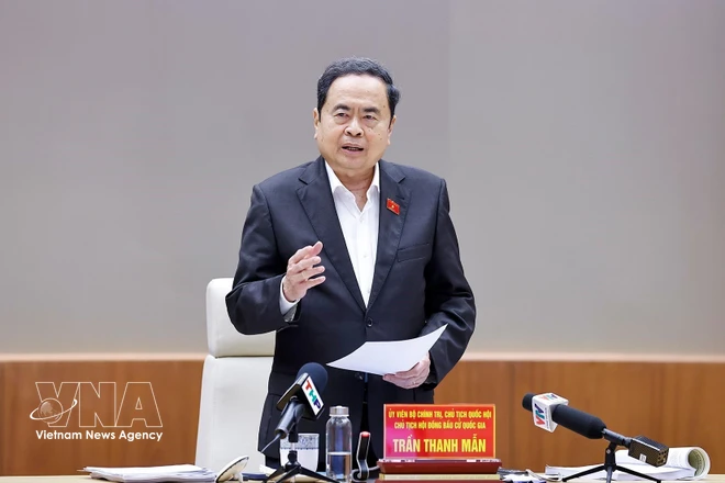 National Assembly (NA) Chairman Tran Thanh Man speaks at the working session with Hai Phong authorities. (Photo: VNA)