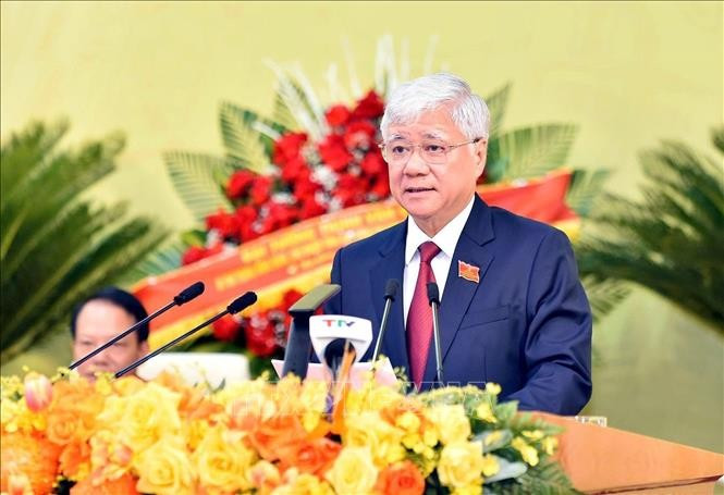Do Van Chien, Politburo member, Secretary of the Party Central Committee, President of the Vietnam Fatherland Front Central Committee, speaks at the congress. (Photo: VNA) do-van-chien.jpg