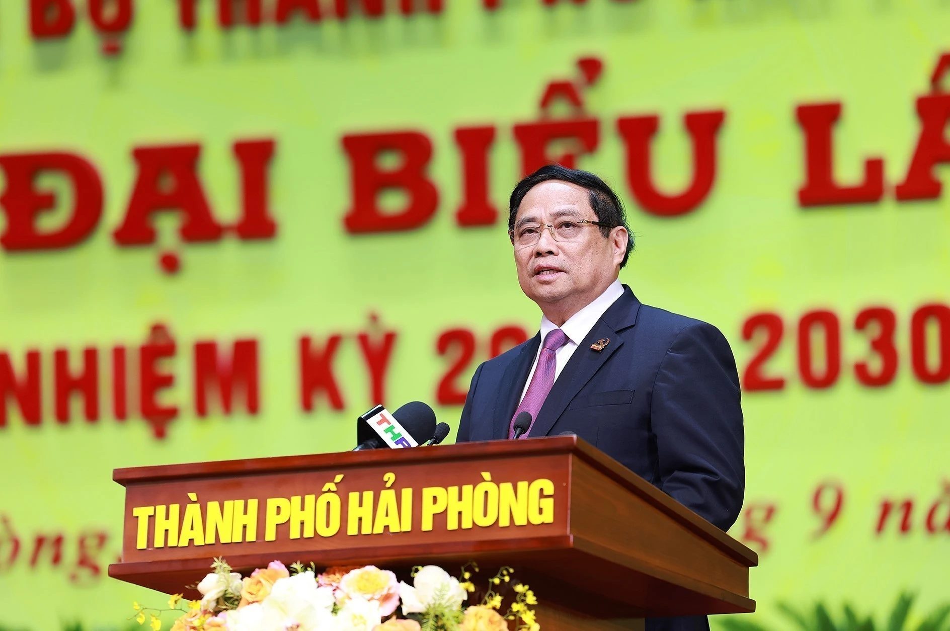 Prime Minister Pham Minh Chinh addresses the first Party Congress of Hai Phong city for the 2025–2030 tenure, on September 27, 2025. (Photo: VNA)