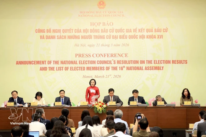 At the press conference on March 21 announcing the resolution on the results of the general election and the list of elected deputies to the 16th National Assembly. (Photo: VNA)