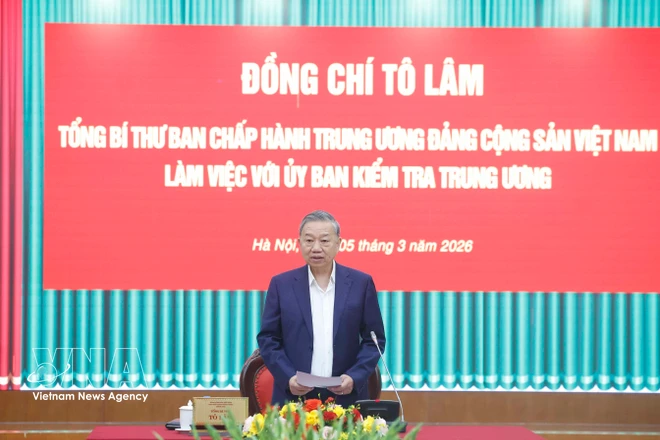 Party General Secretary To Lam speaks at the working session with the Party Central Committee’s Inspection Commission on March 5. (Photo: VNA)