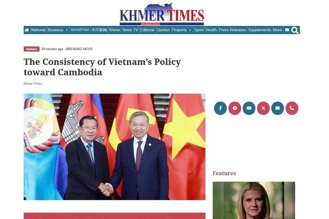 Entitled “The Consistency of Vietnam’s policy towards Cambodia,” the article writes Vietnam regards relations with neighbouring countries as a top priority in its foreign policy. (Photo: VNA)