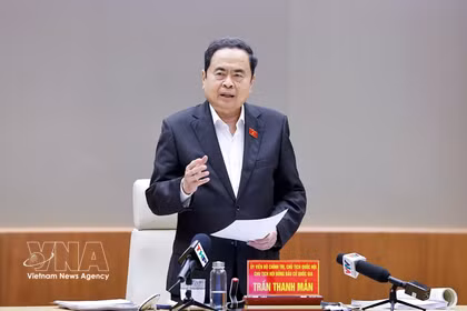 National Assembly (NA) Chairman Tran Thanh Man speaks at the working session with Hai Phong authorities. (Photo: VNA)