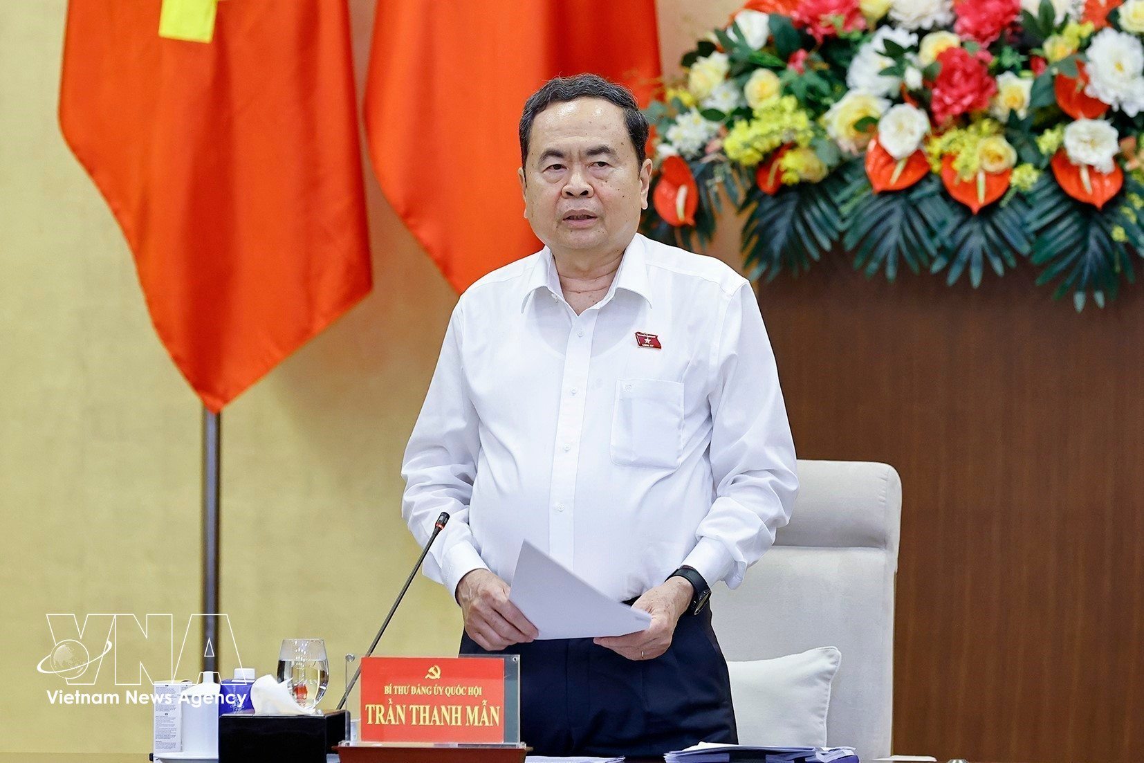 Chairman of the National Assembly (NA) Tran Thanh Man speaks at the fourth meeting of the NA Party Committee for the 2025–2030 term in Hanoi on March 16. (Photo: VNA)