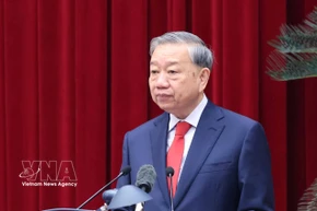 Party General Secretary To Lam speaks at the second meeting of the 14th Party Central Committee. (Photo: VNA)