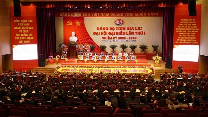 An overview of Gia Lai's first Party Congress for the 2025-2030 term (Photo: VNA)