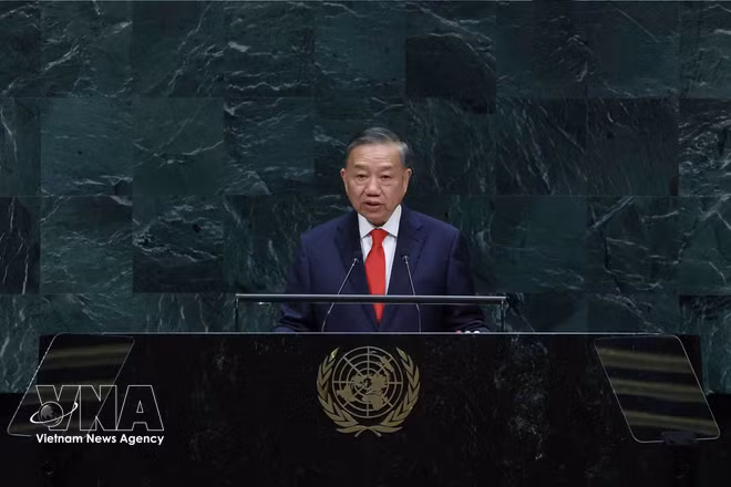 General Secretary of the Communist Party of Vietnam Central Committee and President To Lam addresses the high-level general debate of the 81st session of the United Nations General Assembly (UNGA 81) at the UN headquarters in New York on September 22, 2026. (Photo: VNA)