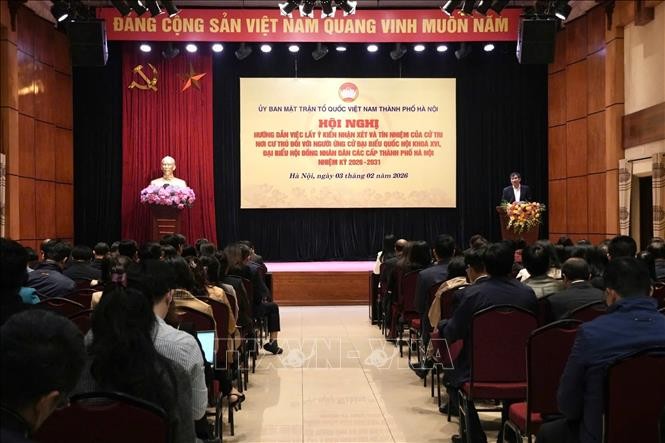 The conference held by the Vietnam Fatherland Front Committee of Hanoi on February 3 (Photo: VNA)