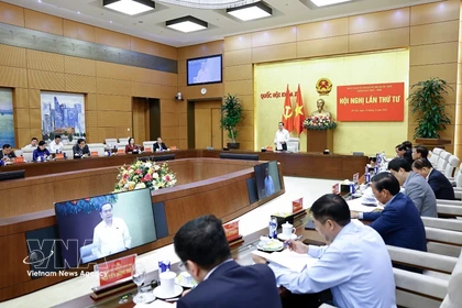 National Assembly Tran Thanh Man chairs the fourth conference of the National Assembly Party Committee for 2025–2030 term on March 16. (Photo: VNA)
