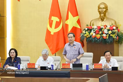 National Assembly Chairman Tran Thanh Man addresses the meeting (Photo: VNA)