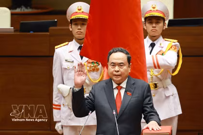 Chairman of the 16th National Assembly Tran Thanh Man at the swearing-in ceremony on April 6 (Photo: VNA)