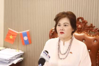 Pham Thi Minh Huong, Standing Committee member of the General Association of Vietnamese in Laos, Vice President of the Business Association of Overseas Vietnamese (BAOOV), and Chairwoman and CEO of the Gold Phuc Company (Photo: VNA)