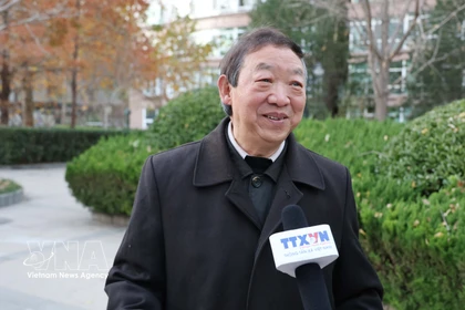 Professor Zhu Zhenming of the China (Kunming) Academy of South and Southeast Asian Studies gives an interview to the Vietnam News Agency. (Photo: VNA)