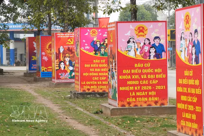Billboards along a road in Lac Son commune, Phu Tho province ahead of the election day March 15. (Photo: VNA)