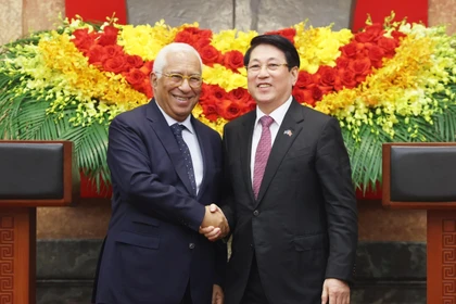 Vietnamese State President Luong Cuong (right) and President of the European Council (EC) António Costa at their meeting on January 29. (Photo: VNA)