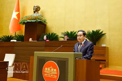 NA Chairman Tran Thanh Man speaks at the closing session. (Photo: VNA)