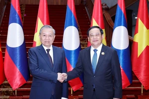Vietnamese Party leader meets Lao Prime Minister, top legislator in Vientiane 
