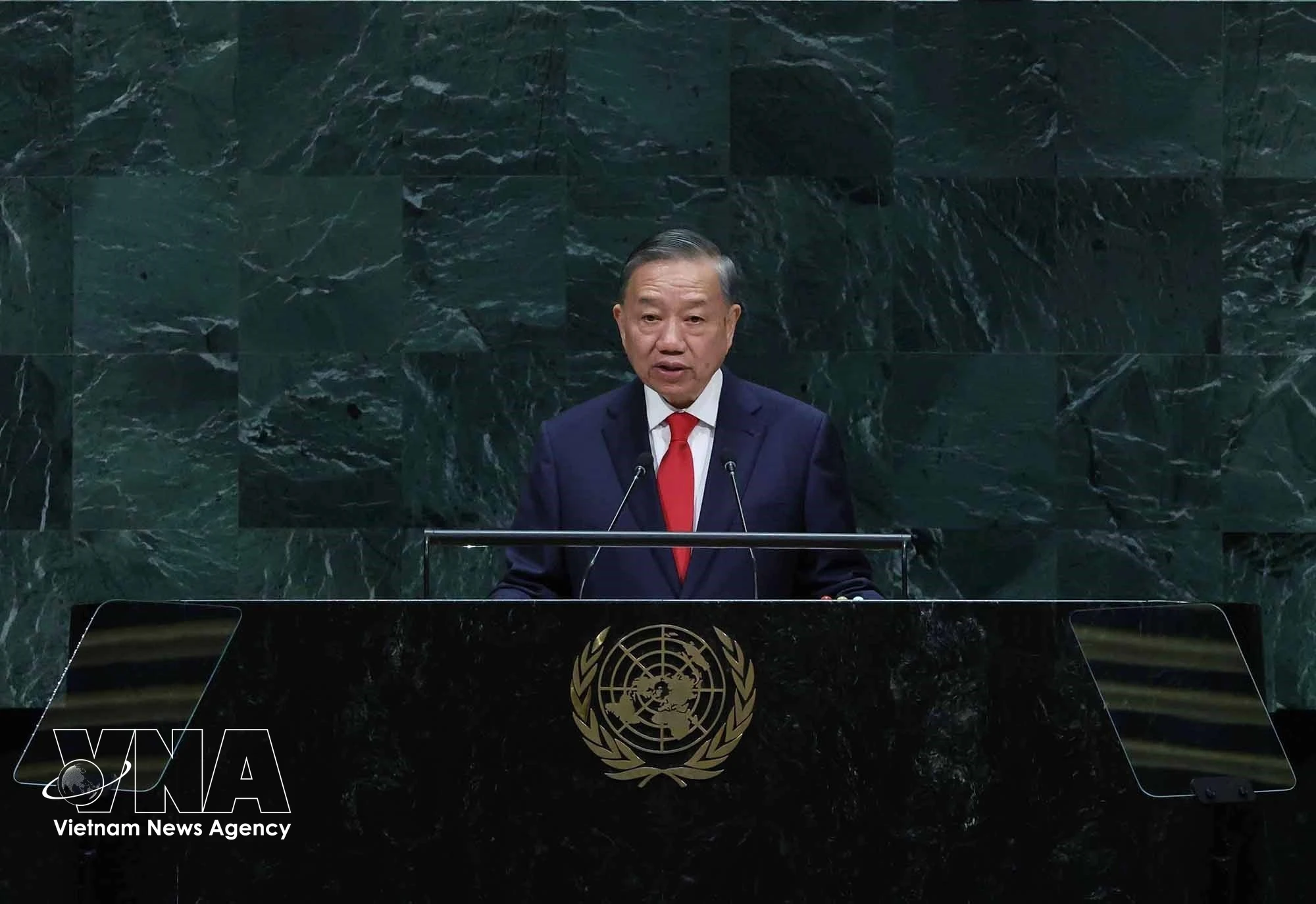 General Secretary of the Communist Party of Vietnam Central Committee and President To Lam addresses the high-level general debate of the 81st session of the United Nations General Assembly (UNGA 81) at the UN headquarters in New York on September 22, 2026. (Photo: VNA)