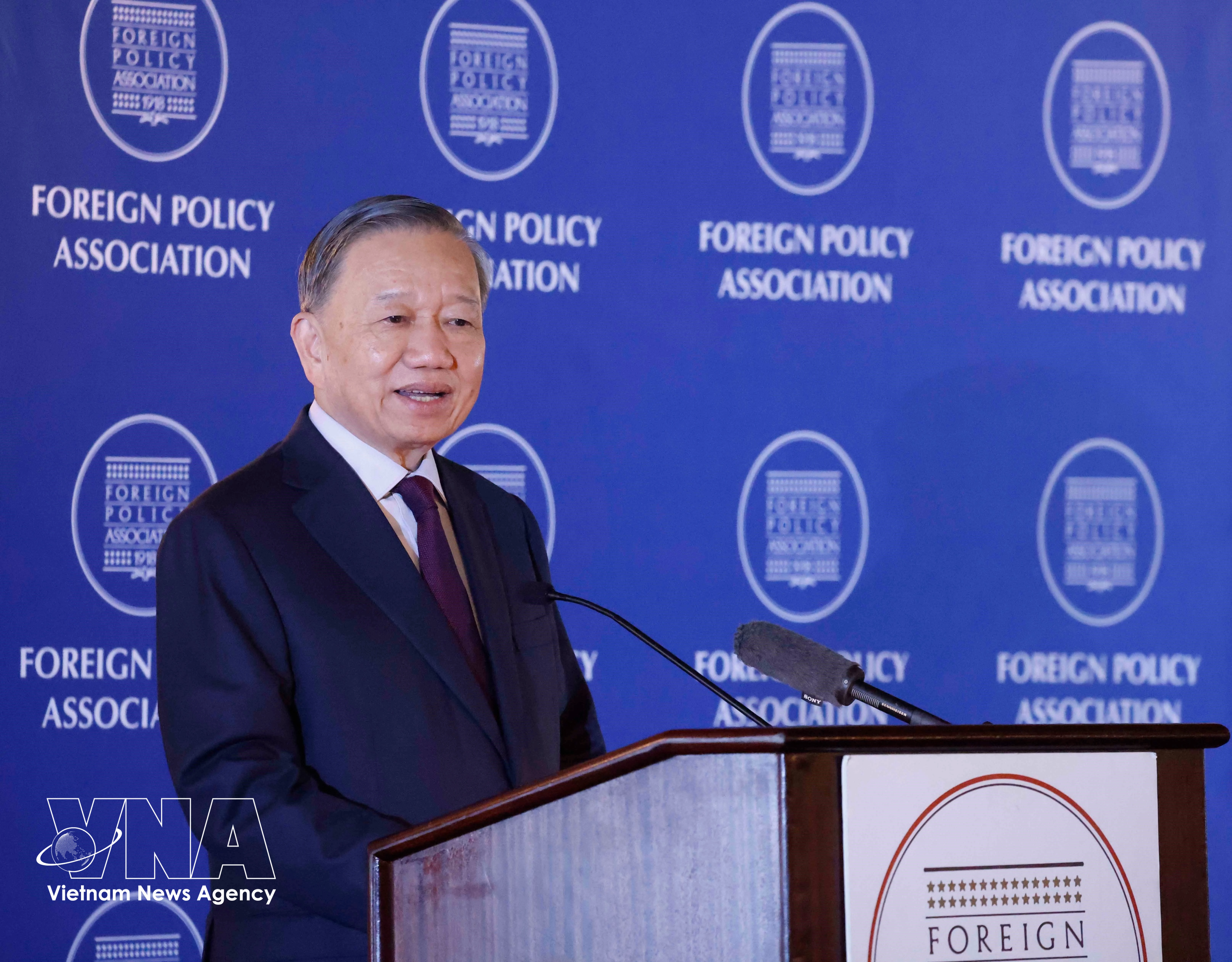 General Secretary of the Communist Party of Vietnam Central Committee and President To Lam speaks at the Foreign Policy Association (FPA) in New York on September 22, 2026. (Photo: VNA).