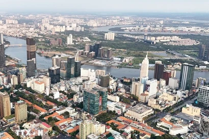 Ho Chi Minh City’s downtown area and the Thu Thiem Peninsula, where the International Financial Centre is being developed in Ho Chi Minh City. (Photo: VNA) 