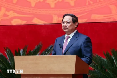 Prime Minister Pham Minh Chinh speaks at the 81st national public security conference (Photo: VNA)