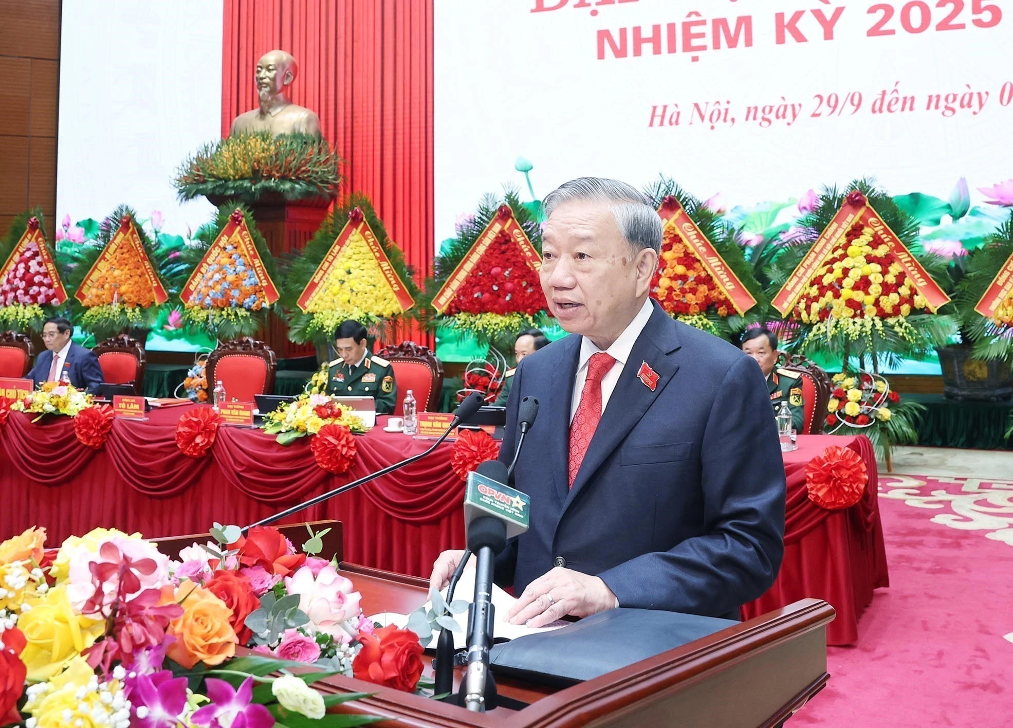 Party General Secretary To Lam speaks at the 12th Party Congress of the Vietnam People's Army in Hanoi on September 30. (Photo: VNA)