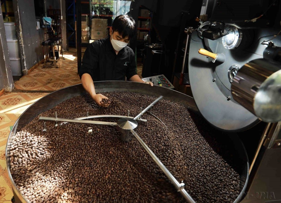 After nearly 40 years of renewal, Vietnam ranks among the world's 40 largest economies and is one of the top 20 countries in trade and foreign investment attraction. In the photo: Bazan Coffee Company in Gia Nghia city, Dak Nong province, supplies 60 tonnes of finished coffee annually for domestic consumption and export to Italy and Europe. (Photo: VNA) doi-moi-6.jpg