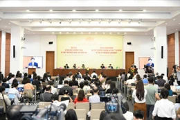 At the press briefing on the 16th National Assembly's first session in Hanoi on April 3. (Photo: VNA)