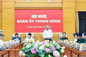 Party General Secretary To Lam addresses the Central Military Commission's meeting in Hanoi on March 30. (Photo: VNA)