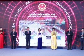 Delegates perform the inauguration ceremony for the VNA information portal on the election of deputies to the 16th National Assembly and People’s Councils at all levels for the 2026–2031 term at its launch in Hanoi on February 3. (Photo: VNA)