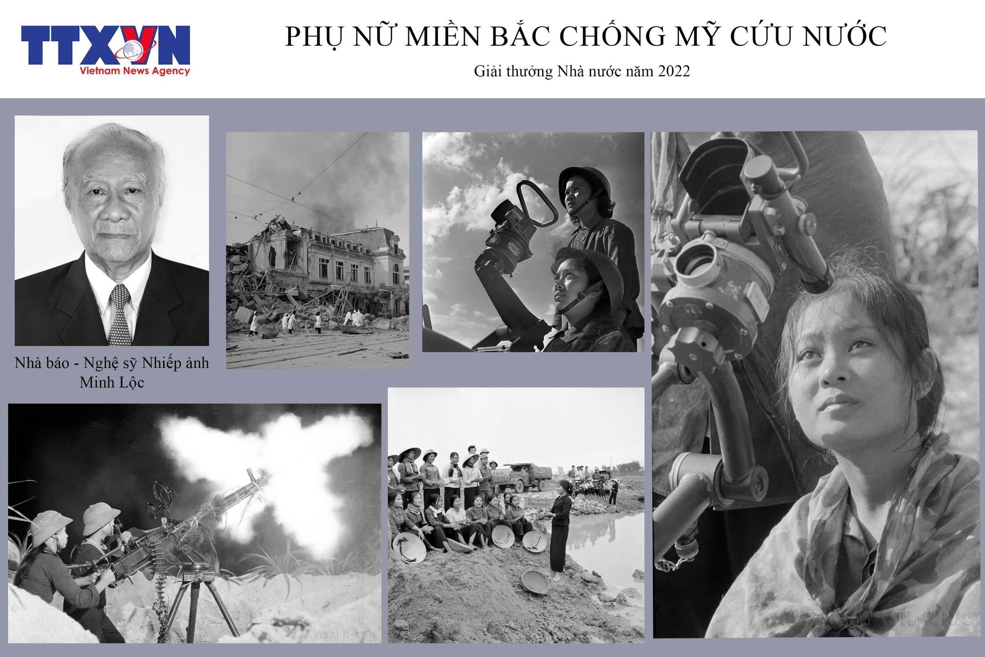 The series “Northern women during the resistance war against the US” with 8 photos taken by photographer Nguyen Huu Loc wins the State Prize in 2022. (Photo: VNA) anh-10-8300.jpg