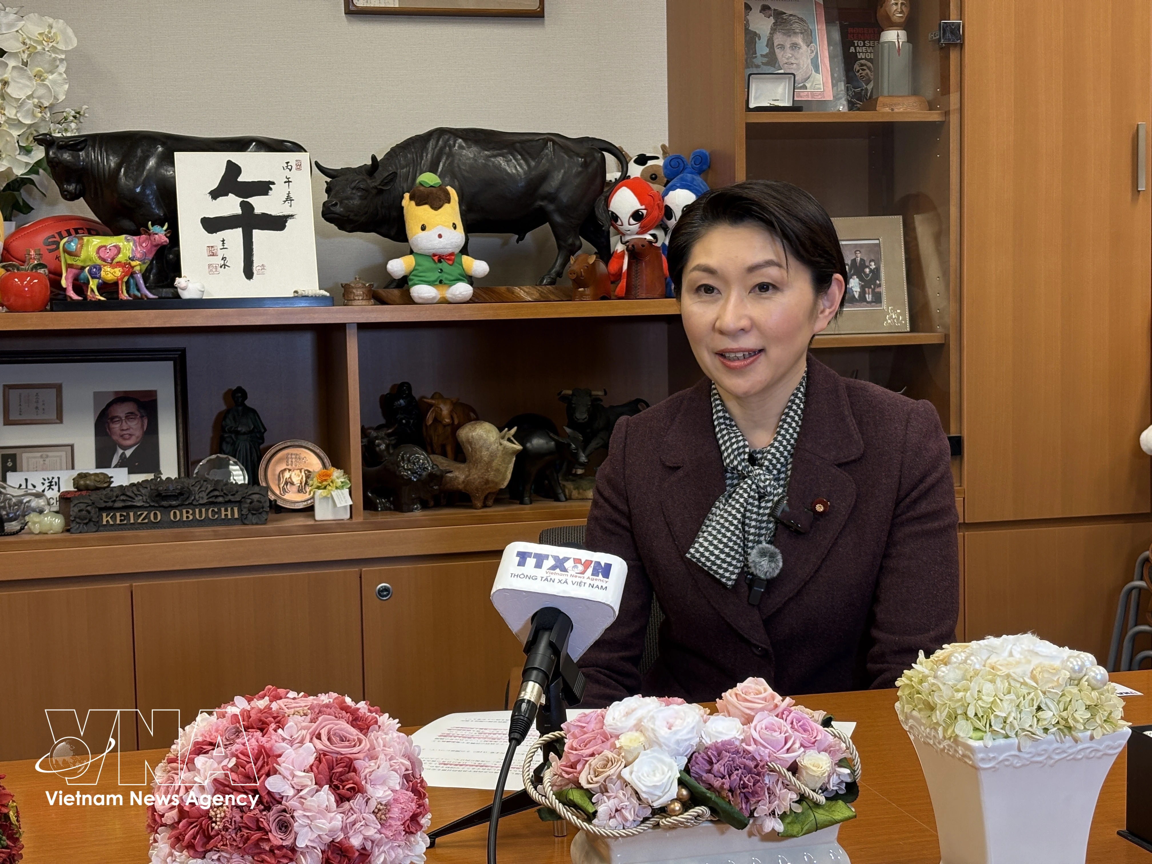 Chairwoman of the Japan-Vietnam Parliamentary Friendship Alliance Obuchi Yukoin an interview with the Vietnam News Agency. (Photo: VNA)
