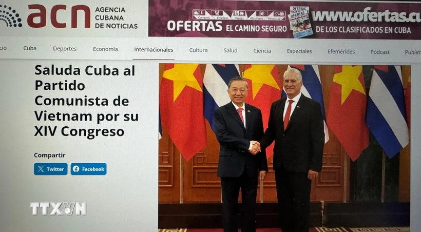 Cuban news agency ACN reports on the 14th National Congress of the Communist Party of Vietnam. (Photo: Screenshot)