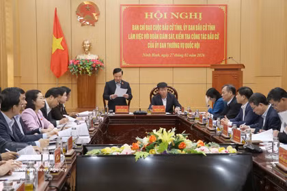 Vice Chairman of the National Assembly Nguyen Khac Dinh speaks at the meeting (Photo: VNA)