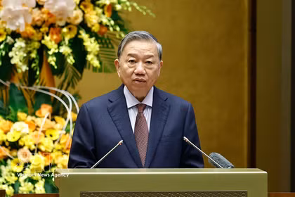 Party General Secretary To Lam speaks at the national conference to review the election of deputies to the 16th National Assembly and People’s Councils at all levels for the 2026–2031 term. (Photo: VNA)
