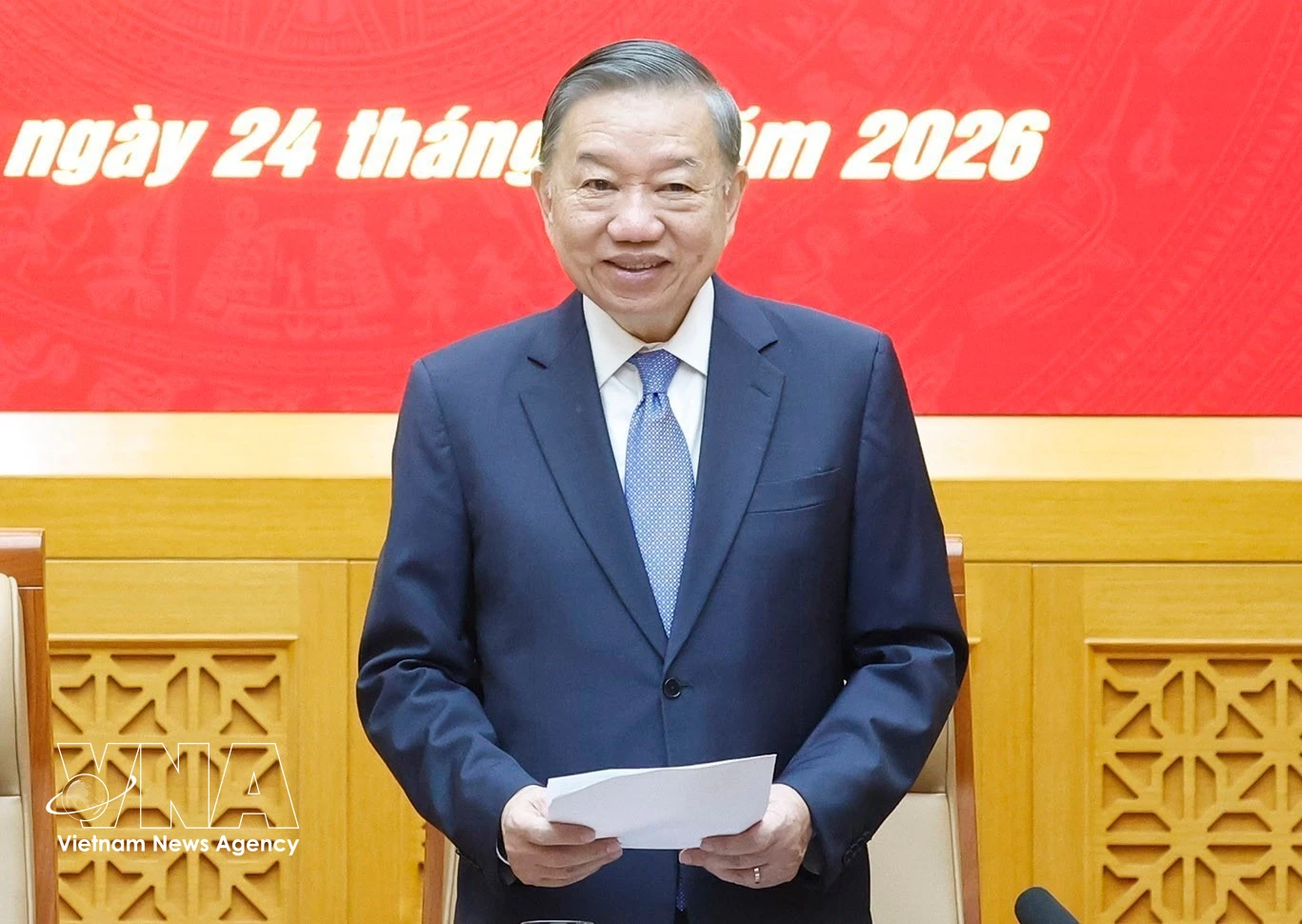 Party General Secretary and State President To Lam addresses the second meeting of the Central Military Commission for the 2025-2030 term in Hanoi on June 24 (Photo: VNA)