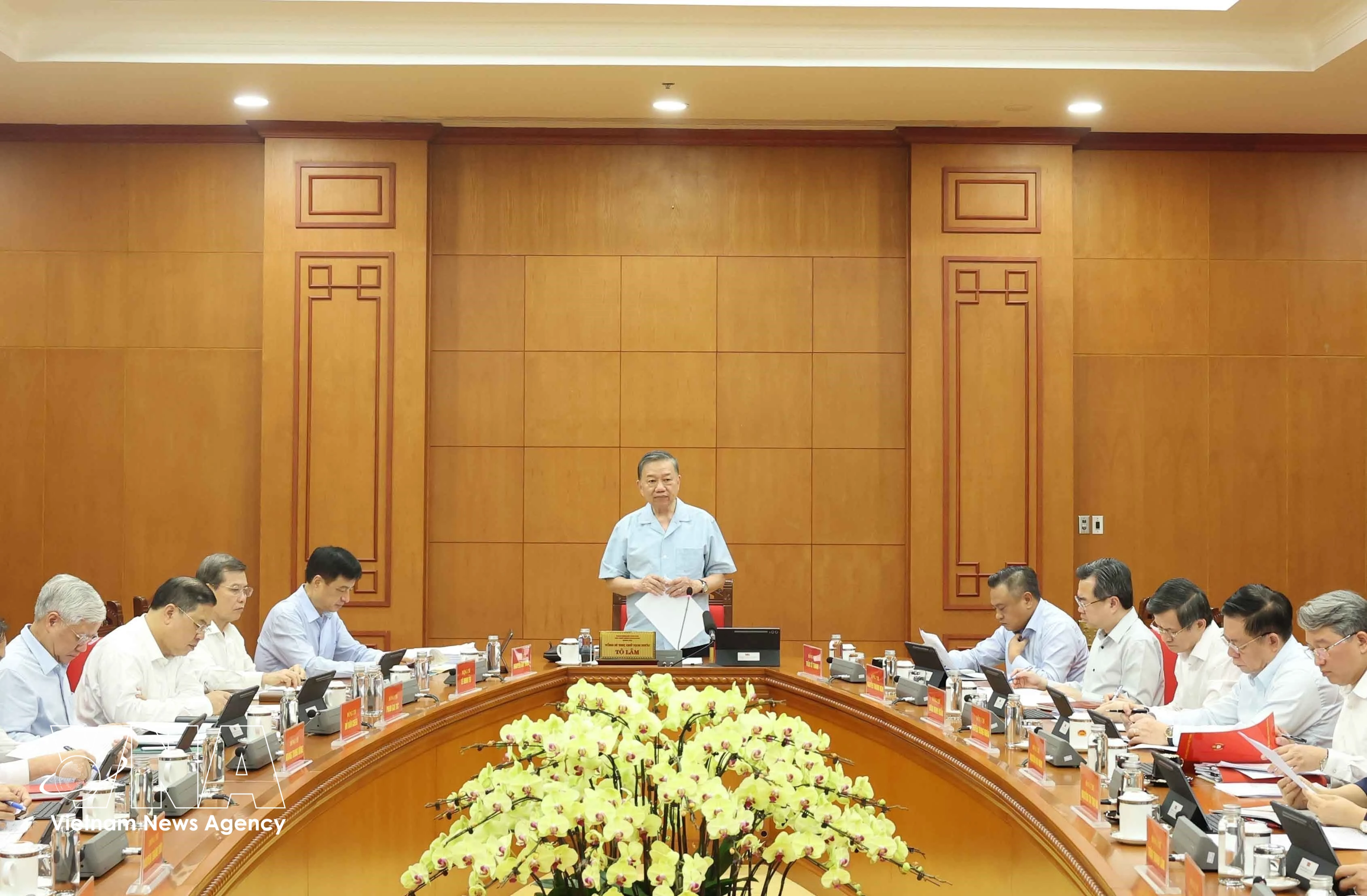 General Secretary of the CPV Central Committee and President To Lam speaks at the working session with the Commission for Organisation and relevant agencies on August 27. (Photo: VNA)