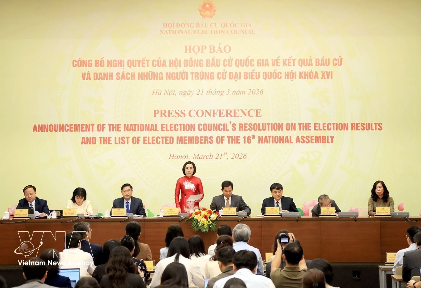 At the press conference on March 21 announcing the resolution on the results of the general election and the list of elected deputies to the 16th National Assembly. (Photo: VNA)