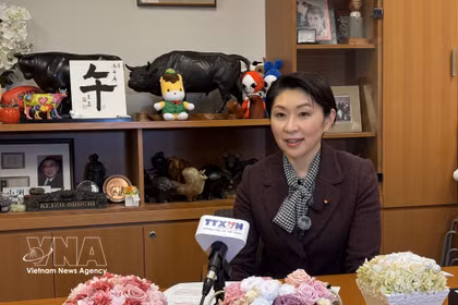Chairwoman of the Japan-Vietnam Parliamentary Friendship Alliance Obuchi Yukoin an interview with the Vietnam News Agency. (Photo: VNA)
