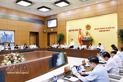 NA Chairman Tran Thanh Man speaks at the opening sitting of the fourth session of the NA Standing Committee on July 8. (Photo: VNA)